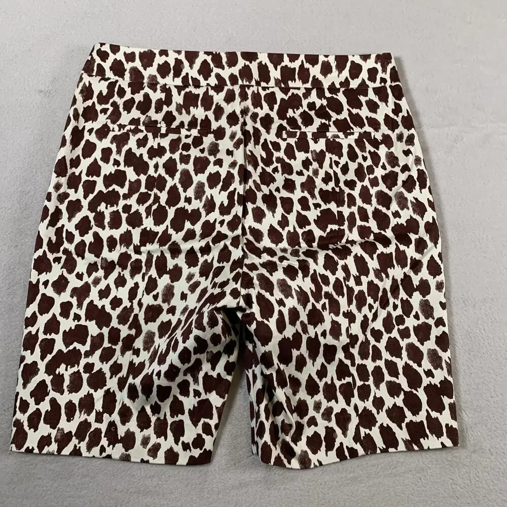 J.CREW Slim Bermuda‎ Shorts Womens 8 Brown Tan Giraffe Stretch Side Zipper NEW - Picture 10 of 15